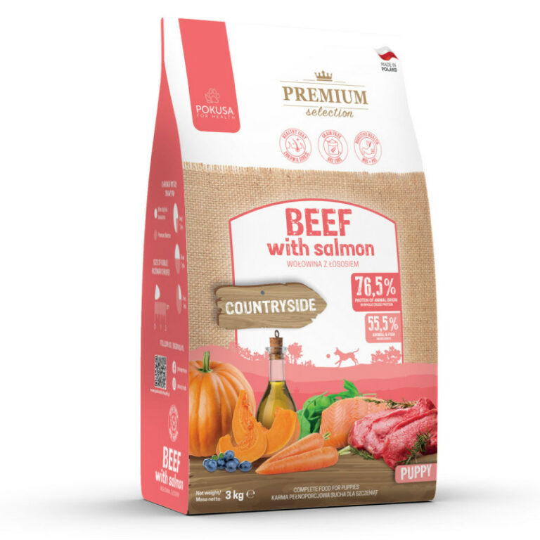 Karma pokusa Sucha Beff & Salmon puppy 3kg